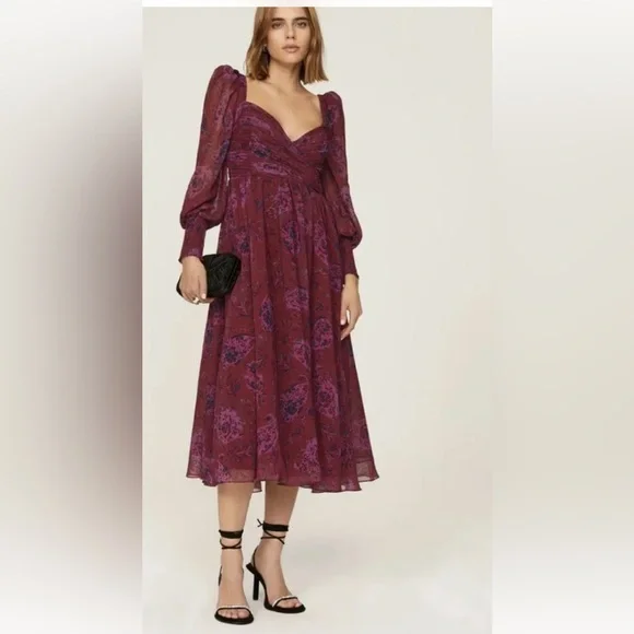 badgley mischka burgundy dress Badgley Mischka Women's Stretch-Crepe Cape-Sleeve Midi-Dress - Navy